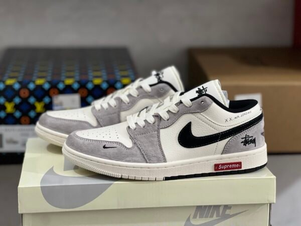 SUPREME X AIR JORDAN 1 LOW LGHT GRAY/BEIGE/BLACK GRIS CLAR/BEIGE/NOIR(36-47.5)
