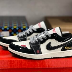 SUPREME X AIR JORDAN 1 LOW SERPENTINE BLACK RICE WHITE SERPENT NOIR RIZ BLANC(36-47.5)