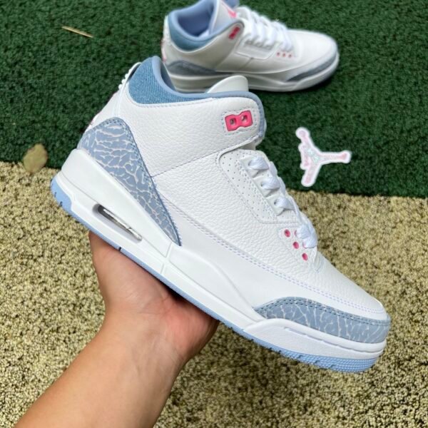 AIR JORDAN 3 RETRO (GS) WHITE/PINKGLOW-COBALT BLISS BLANC/COBALTBLISS/LUEUR VERTE(36-48.5) - Image 4