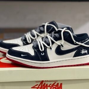STUSSY X AIR JORDAN 1 LOW BLUE/BEIGE/RED NOIR/BEIGE/ROUGE(36-47.5)