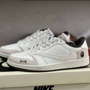 Travis Scot x BAPE x Air Jordan 1 Low White Brown(36-47.5)