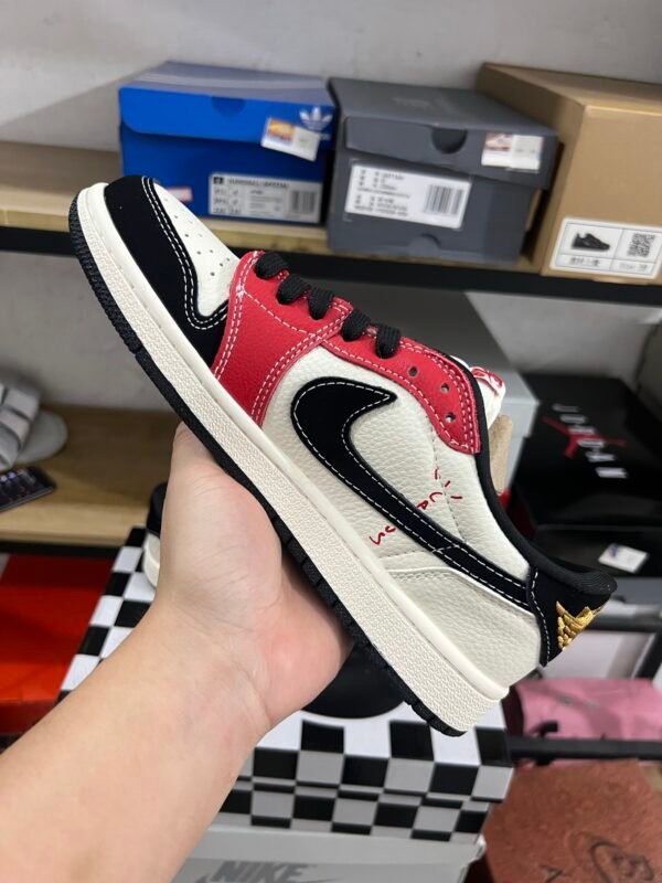 Travis Scot x Supreme x Air Jordan 1 Low White Black Red(36-47.5) - Image 3