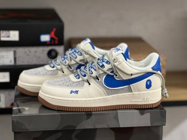 BAPE X AIR FORCE 1'07 LV8 BEIGE/ROYAL BLUE BEIGE/BLEU ROYAL(36-47.5)