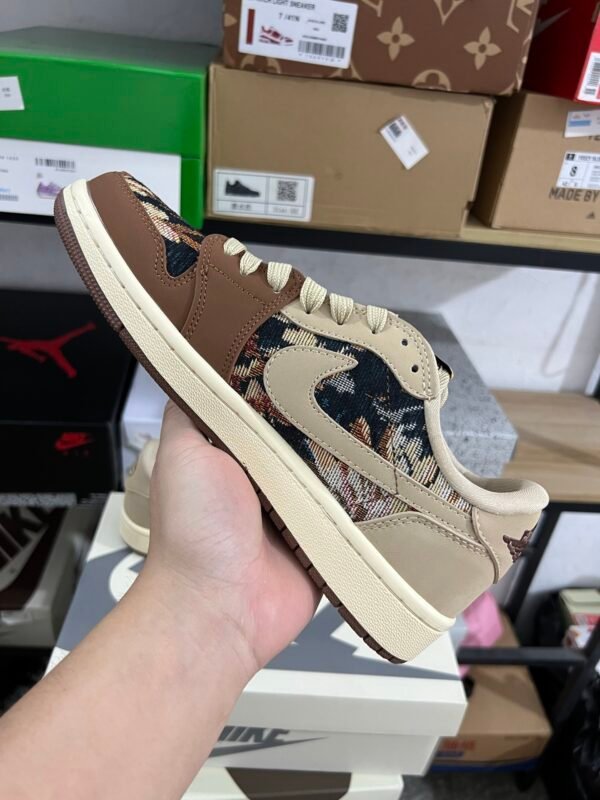 Travis Scot x EDC x Air Jordan 1 Low Mocha Brown Paisley(36-47.5) - Image 3
