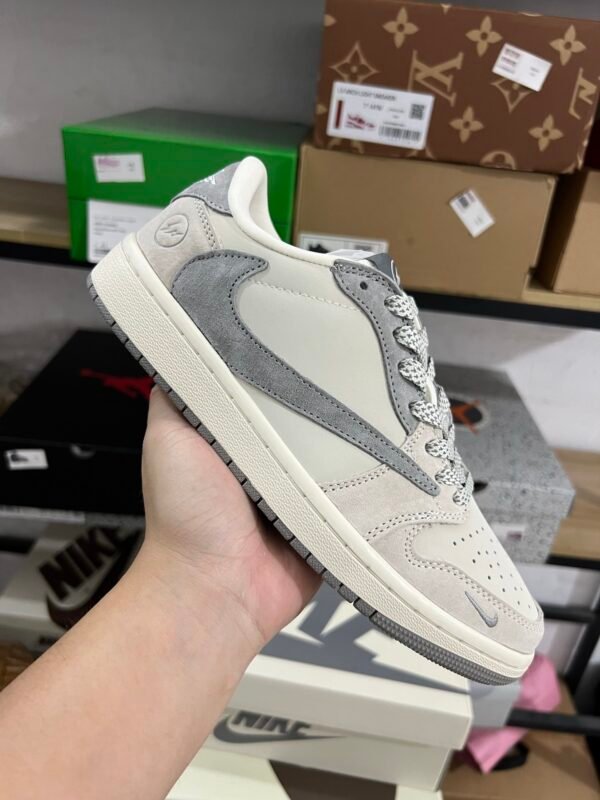 Travis Scot x Fragment Design x Air Jordan 1 Low White Gary(36-47.5) - Image 2