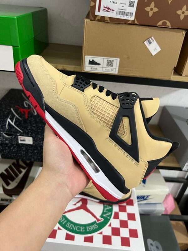 AIR JORDAN 4 RETRO (GS) SESAMEFIRE RED-BLACK-WHITE SESAMENOIRBLANCROUGE FEU(36-48.5) - Image 2