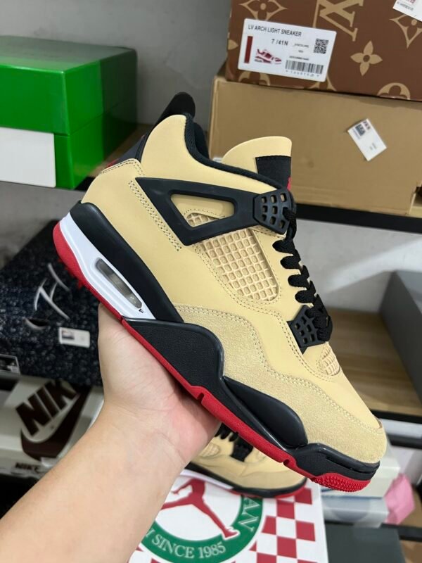 AIR JORDAN 4 RETRO (GS) SESAMEFIRE RED-BLACK-WHITE SESAMENOIRBLANCROUGE FEU(36-48.5) - Image 3