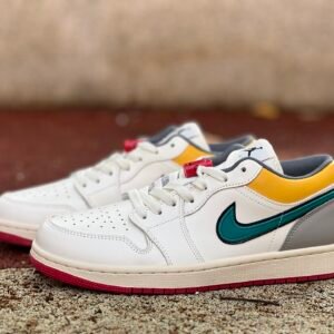 AIR JORDAN 1 LOW WHITE CANVAS GRAY YELLOW COLORFUL(36-47.5)