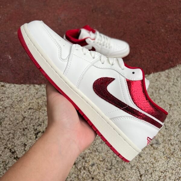 AIR JORDAN 1 LOW SE WHITE AND RED CRACKS BLANC ROUGE FISSURES(36-47.5) - Image 4