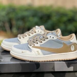 BAPE x Travis Scott x Air Jordan 1 Low White Gray Brown(36-47.5)