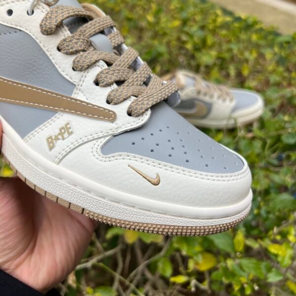 BAPE x Travis Scott x Air Jordan 1 Low White Gray Brown(36-47.5) - Image 8