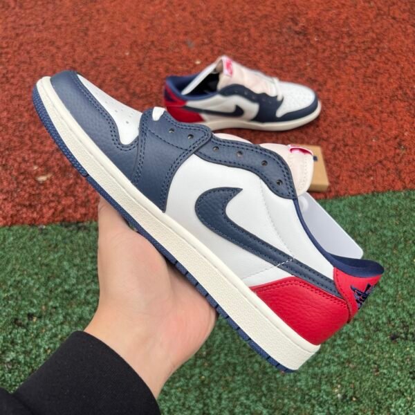 AIR JORDAN 1 RETRO LOW OG WHITE RED BLUE(36-47.5) - Image 4